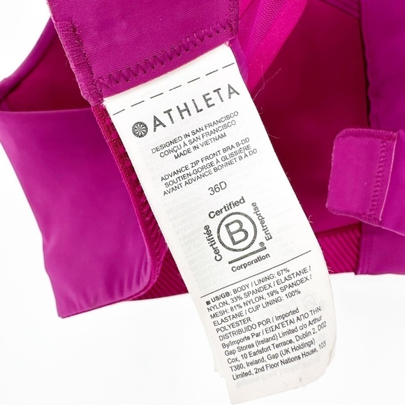 Athleta Purple Advanced Zip Front Bra 36D - Picture 4 of 6